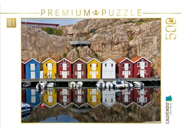 CALVENDO Puzzle Bunte Fischerhäuschen im schwedischen Smögen | 500 Teile Lege-Größe 48 × 36 cm Foto-Puzzle für Erwachsene