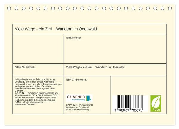 Produktbild: Viele Wege - ein Ziel Wandern im Odenwald (Tischkalender 2026 DIN A5 quer), CALVENDO Monatskalender