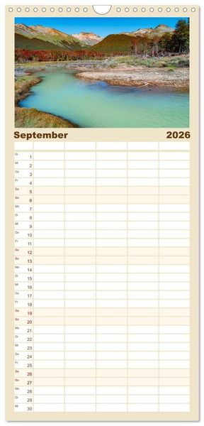 Produktbild: Familienplaner 2026 - Patagonien, Tierra del Fuego: Am Rand der Welt mit 5 Spalten (Wandkalender, 21 x 45 cm) CALVENDO