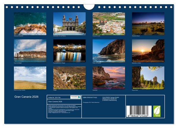 Produktbild: Gran Canaria 2026 (Wandkalender 2026 DIN A4 quer), CALVENDO Monatskalender