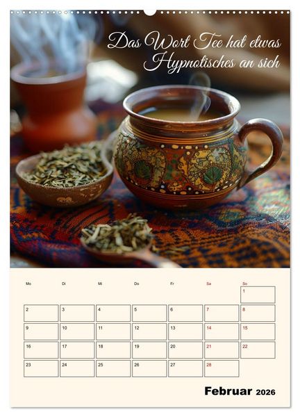 Produktbild: Du, mein geliebter Tee (Wandkalender 2026 DIN A2 hoch), CALVENDO Monatskalender
