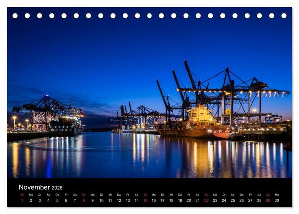 Produktbild: Der Hafen Hamburg bei Tag und Nacht (Tischkalender 2026 DIN A5 quer), CALVENDO Monatskalender