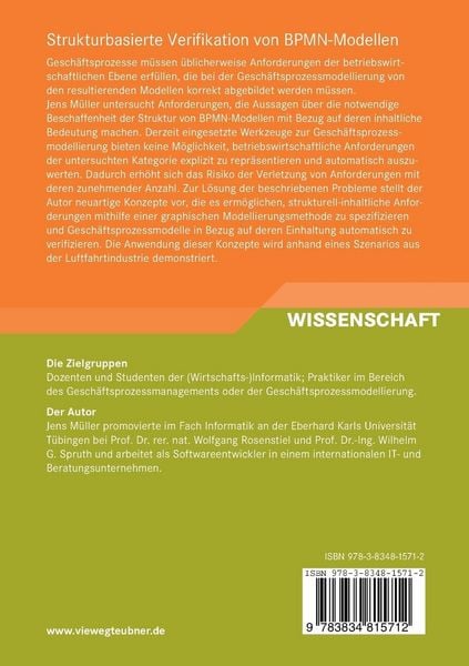 Produktbild: Strukturbasierte Verifikation von BPMN-Modellen