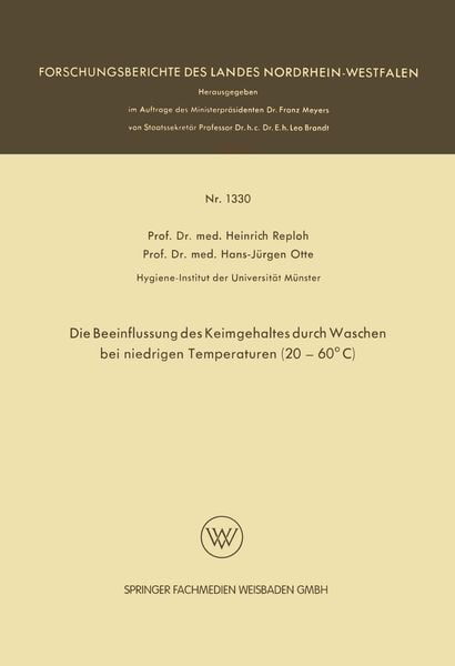 Produktbild: Die Beeinflussung des Keimgehaltes durch Waschen bei niedrigen Temperaturen (20&ndash;60&deg;C)