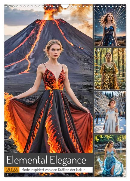 Produktbild: Elemental Elegance - Mode inspiriert von den Kr&auml;ften der Natur (Wandkalender 2026 DIN A3 hoch), CALVENDO Monatskalender