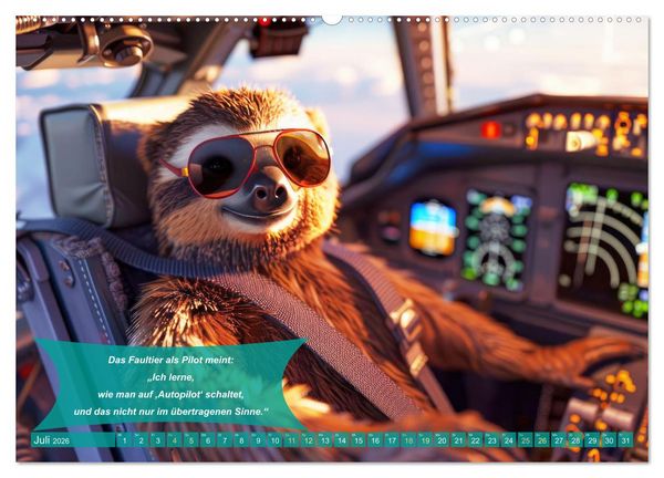 Produktbild: Der tierisch lustige Piloten-Kalender (hochwertiger Premium Wandkalender 2026 DIN A2 quer), Kunstdruck in Hochglanz