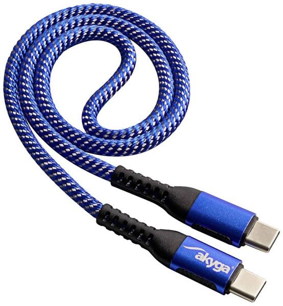 Produktbild: Akyga USB-Kabel USB-C&reg; Stecker, USB-C&reg; Stecker 0.50m Blau AK-USB-36