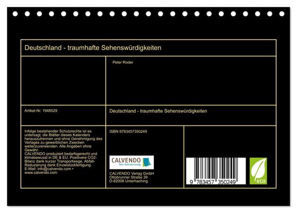 Produktbild: Deutschland - traumhafte Sehensw&uuml;rdigkeiten (Tischkalender 2026 DIN A5 quer), CALVENDO Monatskalender