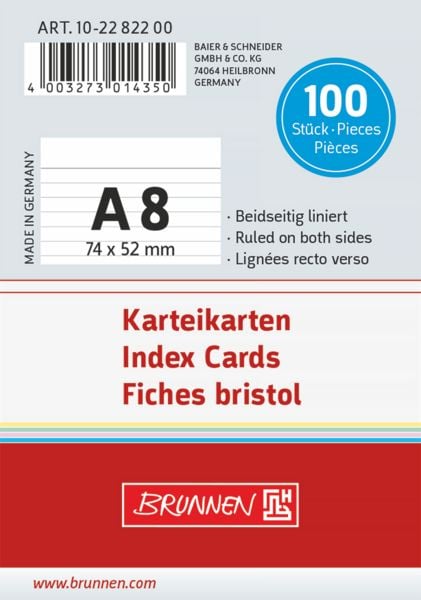 Produktbild: Brunnen Karteikarte A8 lin ws 100St
