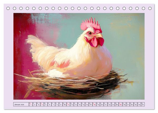 Produktbild: Tiere auf dem Bauernhof. Farbenfrohe Tierportraits im Stil der &Ouml;lmalerei (Tischkalender 2026 DIN A5 quer), CALVENDO Monatskalender