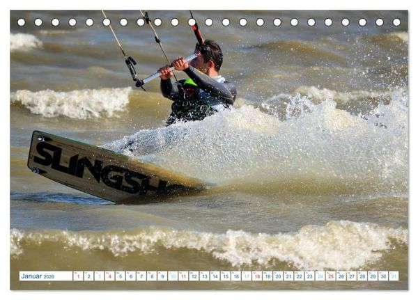 Produktbild: Kitesurfen - Wind und Wellen (Tischkalender 2026 DIN A5 quer), CALVENDO Monatskalender