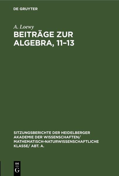 Produktbild: Beitr&auml;ge zur Algebra, 11&ndash;13