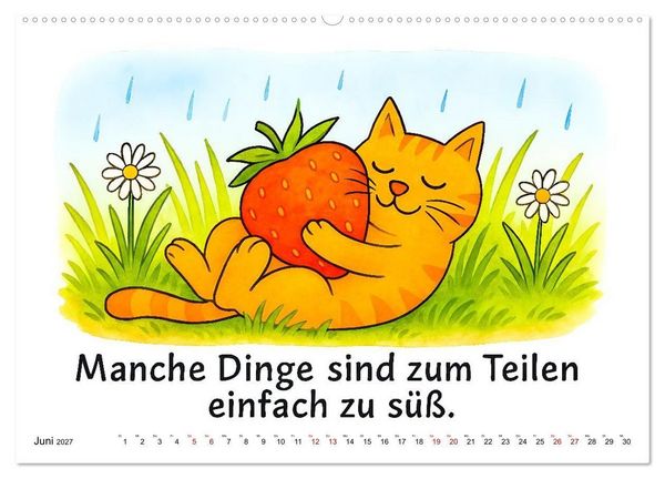 Produktbild: Freche Katzen - Humorvolle Spr&uuml;che und charmante Comics (Wandkalender 2027 DIN A2 quer), CALVENDO Monatskalender