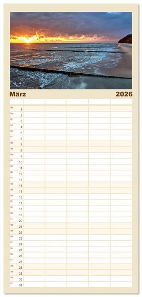 Produktbild: Familienplaner 2026 - Vorpommern im Fokus mit 5 Spalten (Wandkalender, 21 x 45 cm) CALVENDO