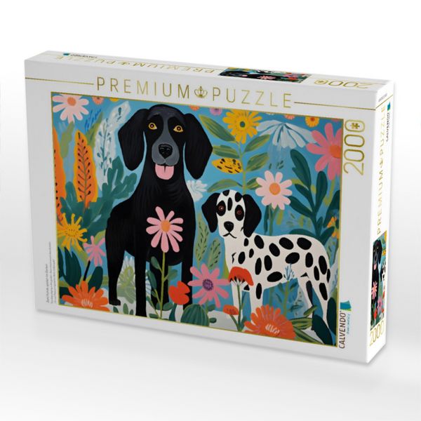 Produktbild: CALVENDO Puzzle Zwei Hunde spielen im Garten | 2000 Teile Lege-Gr&ouml;&szlig;e 90x67cm Foto-Puzzle f&uuml;r gl&uuml;ckliche Stunden
