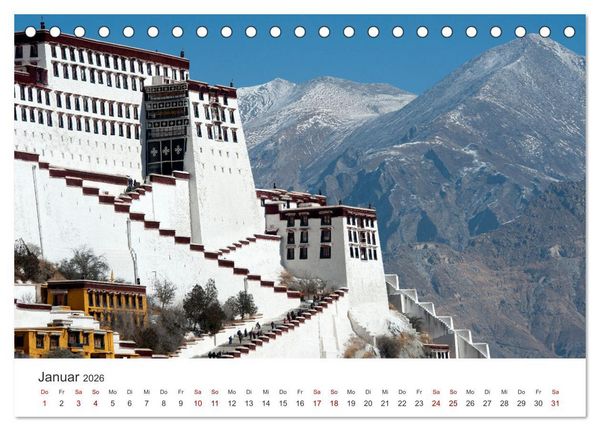 Produktbild: Tibet - Kloster und Landschaft (Tischkalender 2026 DIN A5 quer), CALVENDO Monatskalender