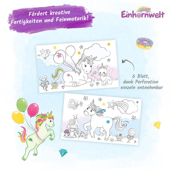 Produktbild: Tr&ouml;tsch Mini-Ausmalrolle Einhornwelt