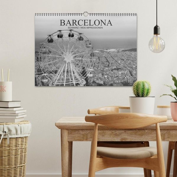 Produktbild: Barcelona Schwarz / Wei&szlig; Impressionen (Wandkalender 2026 DIN A3 quer), CALVENDO Monatskalender