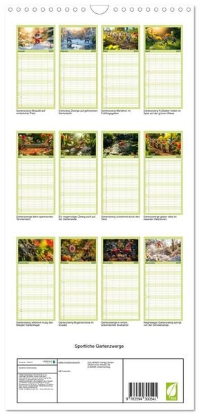Produktbild: Familienplaner 2027 - Sportliche Gartenzwerge mit 5 Spalten (Wandkalender, 21 x 45 cm) CALVENDO