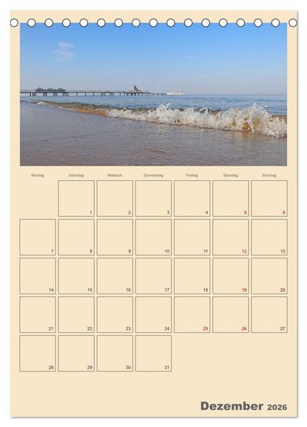 Produktbild: Usedom Ostsee - Terminplaner (Tischkalender 2026 DIN A5 hoch), CALVENDO Monatskalender