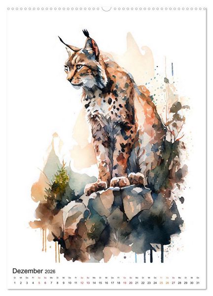 Produktbild: Waldtiere in Aquarell - Heimische Tierarten (Wandkalender 2026 DIN A2 hoch), CALVENDO Monatskalender