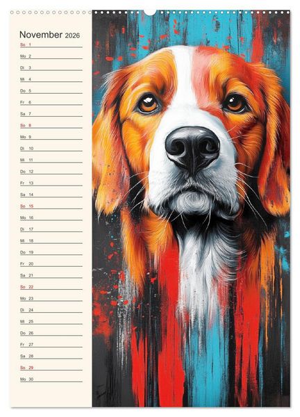 Produktbild: Hundegesichter. Kunstvolle Hundeportraits im modernen Painting-Stil (hochwertiger Premium Wandkalender 2026 DIN A2 hoch), Kunstdruck in Hochglanz