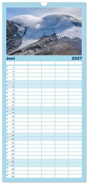 Produktbild: Familienplaner 2027 - Island - Gletscher, Wasserf&auml;lle, Hei&szlig;e Quellen mit 5 Spalten (Wandkalender, 21 x 45 cm) CALVENDO