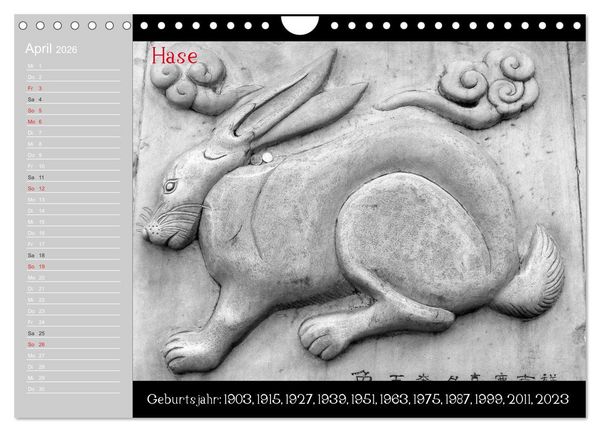 Produktbild: Das Chinesische Horoskop / Geburtstagskalender (Wandkalender 2026 DIN A4 quer), CALVENDO Monatskalender