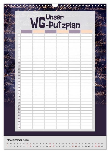 Produktbild: Gothic WG-Putzplan & Kalender 2026 (Wandkalender 2026 DIN A3 hoch), CALVENDO Monatskalender