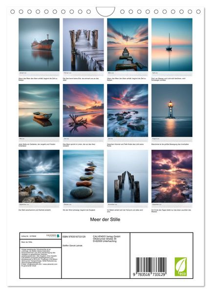 Produktbild: Meer der Stille (Wandkalender 2026 DIN A4 hoch), CALVENDO Monatskalender