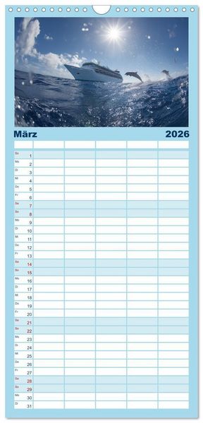 Produktbild: Familienplaner 2026 - Kreuzfahrtschiffe Kalender - Kreuzfahrten und Giganten der Meere mit 5 Spalten (Wandkalender, 21 x 45 cm) CALVENDO