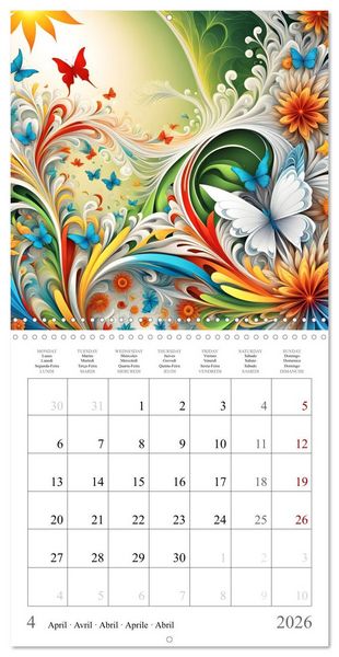 Produktbild: Quatre saisons - Fractales (Calendrier mural carr&eacute; 2026 30x30 cm) Calendrier double avec une page pour vos prises de notes