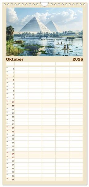 Produktbild: Familienplaner 2026 - Im Schatten der Pyramidern mit 5 Spalten (Wandkalender, 21 x 45 cm) CALVENDO