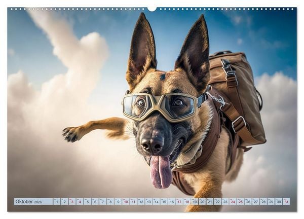 Produktbild: Hunde Skydiving (Wandkalender 2026 DIN A2 quer), CALVENDO Monatskalender