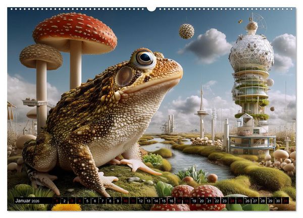 Produktbild: Toadtopia. Fantastische Kr&ouml;tenwelten (hochwertiger Premium Wandkalender 2026 DIN A2 quer), Kunstdruck in Hochglanz