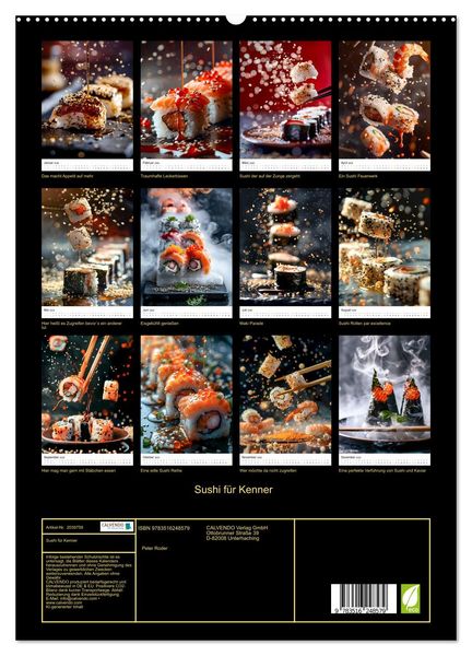 Produktbild: Sushi f&uuml;r Kenner (hochwertiger Premium Wandkalender 2026 DIN A2 hoch), Kunstdruck in Hochglanz