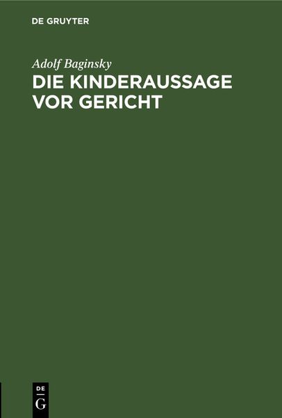 Produktbild: Die Kinderaussage vor Gericht