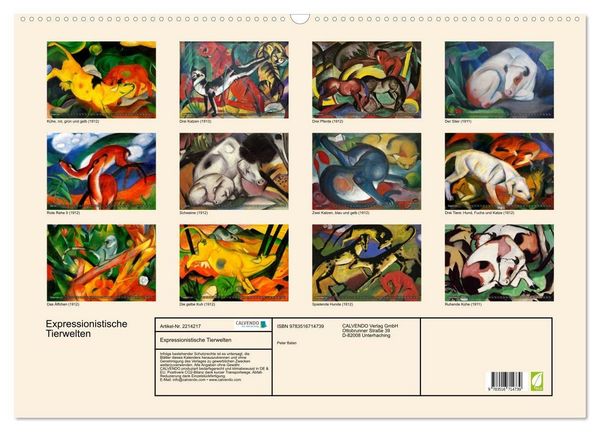 Produktbild: Expressionistische Tierwelten (Wandkalender 2026 DIN A2 quer), CALVENDO Monatskalender
