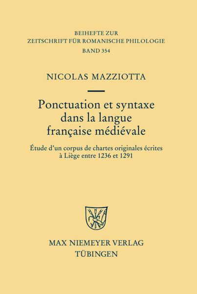 Produktbild: Ponctuation et syntaxe dans la langue fran&ccedil;aise m&eacute;di&eacute;vale