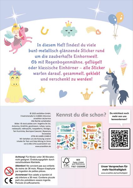 Produktbild: Glanz-Sticker &ndash; Einh&ouml;rner