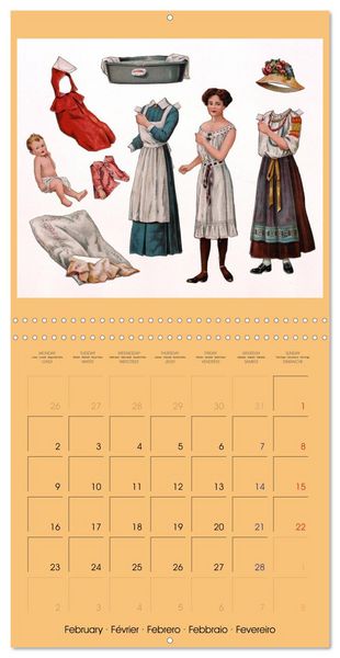 Produktbild: CHARMING OLD PAPER DOLLS (Wall Calendar 2026 12 &times; 12 Inch) CALVENDO 12 Month Wall Calendar