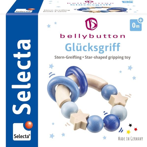 Produktbild: Selecta 64010 - bellybutton, Gl&uuml;cksgriff, Stern-Greifling, Holz, blau, 7,5 cm