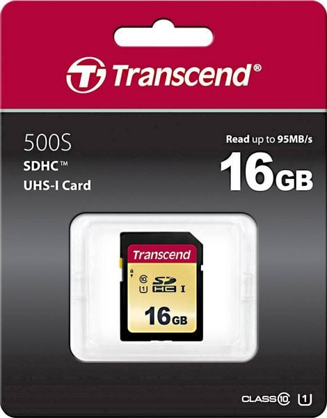 Produktbild: Transcend Premium 500S SDHC-Karte 16 GB Class 10, UHS-I, UHS-Class 1