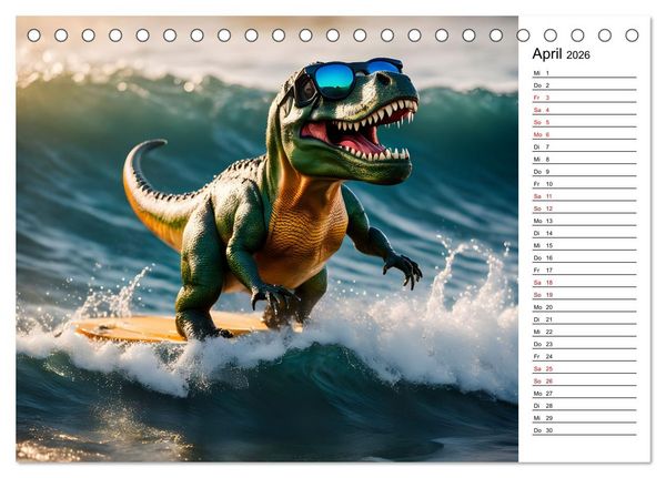 Produktbild: Sportlicher T-Rex - Mit Fun durch das Jahr (Tischkalender 2026 DIN A5 quer), CALVENDO Monatskalender