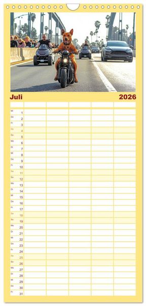 Produktbild: Familienplaner 2026 - S&uuml;&szlig;e Hunde cruisen - durch das Jahr mit dem Hundekalender mit 5 Spalten (Wandkalender, 21 x 45 cm) CALVENDO
