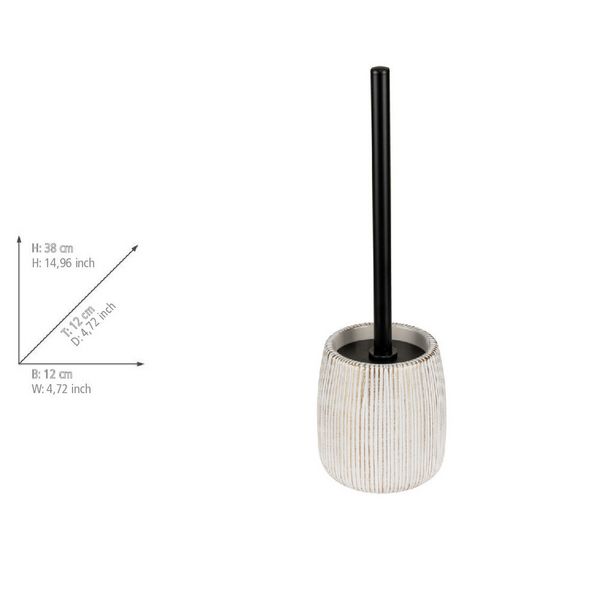 Produktbild: WC-Garnitur Mod. Pascoli, wei&szlig;/gold, keramik, edelstahl, &Oslash;12x38 cm, strukturierte oberfl&auml;che,
