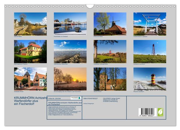 Produktbild: KRUMMH&Ouml;RN Achtzehn Warfend&ouml;rfer plus ein Fischerdorf (Wandkalender 2026 DIN A3 quer), CALVENDO Monatskalender
