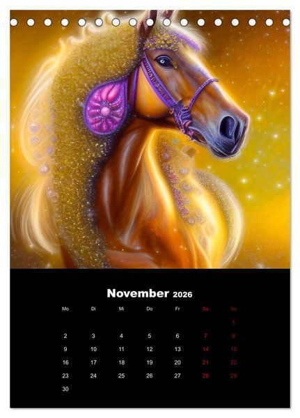 Produktbild: Pferde im goldenen Kleid (Tischkalender 2026 DIN A5 hoch), CALVENDO Monatskalender
