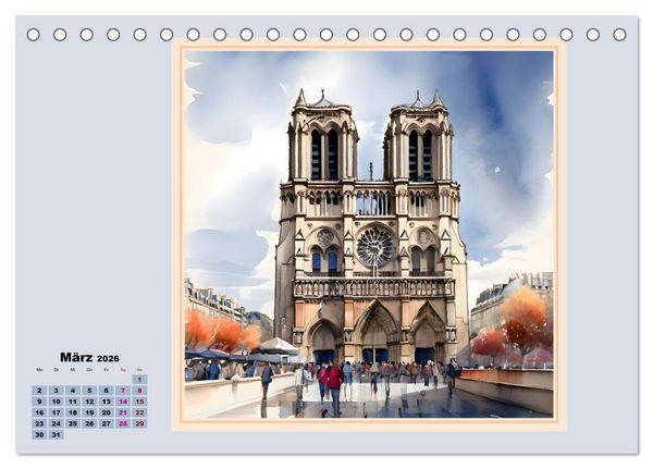 Produktbild: KI spaziert durch Paris (Tischkalender 2026 DIN A5 quer), CALVENDO Monatskalender