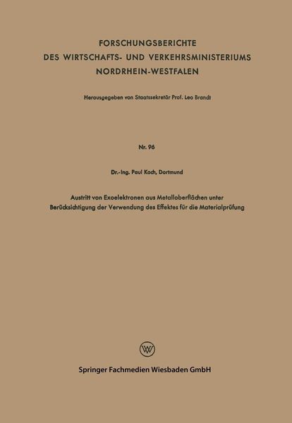 Produktbild: Austritt von Exoelektronen aus Metalloberfl&auml;chen unter Ber&uuml;cksichtigung der Verwendung des Effektes f&uuml;r die Materialpr&uuml;fung